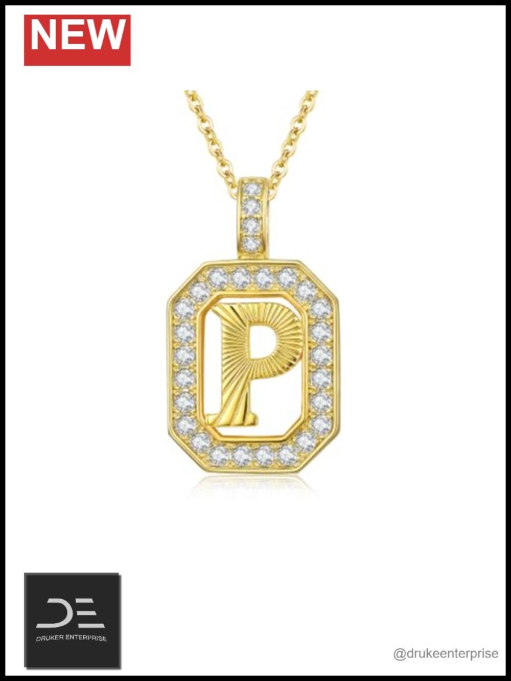 14K Gold Plated Initial Letter Necklace Women A-Z